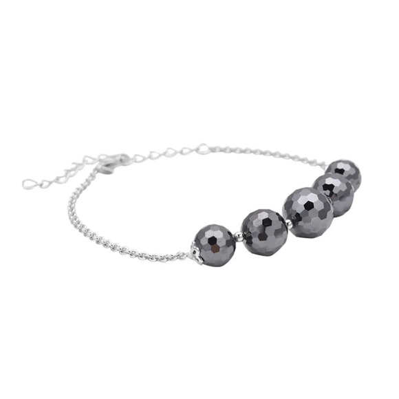 28.85ctw Black Genuine Moissanite Beaded Bracelet. - Picture 3 of 6
